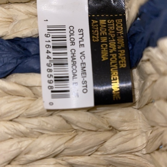 Blue Satchel Emei Straw Paper Satchel in Charcoal Blue Vince Camuto - Picture 7 of 8